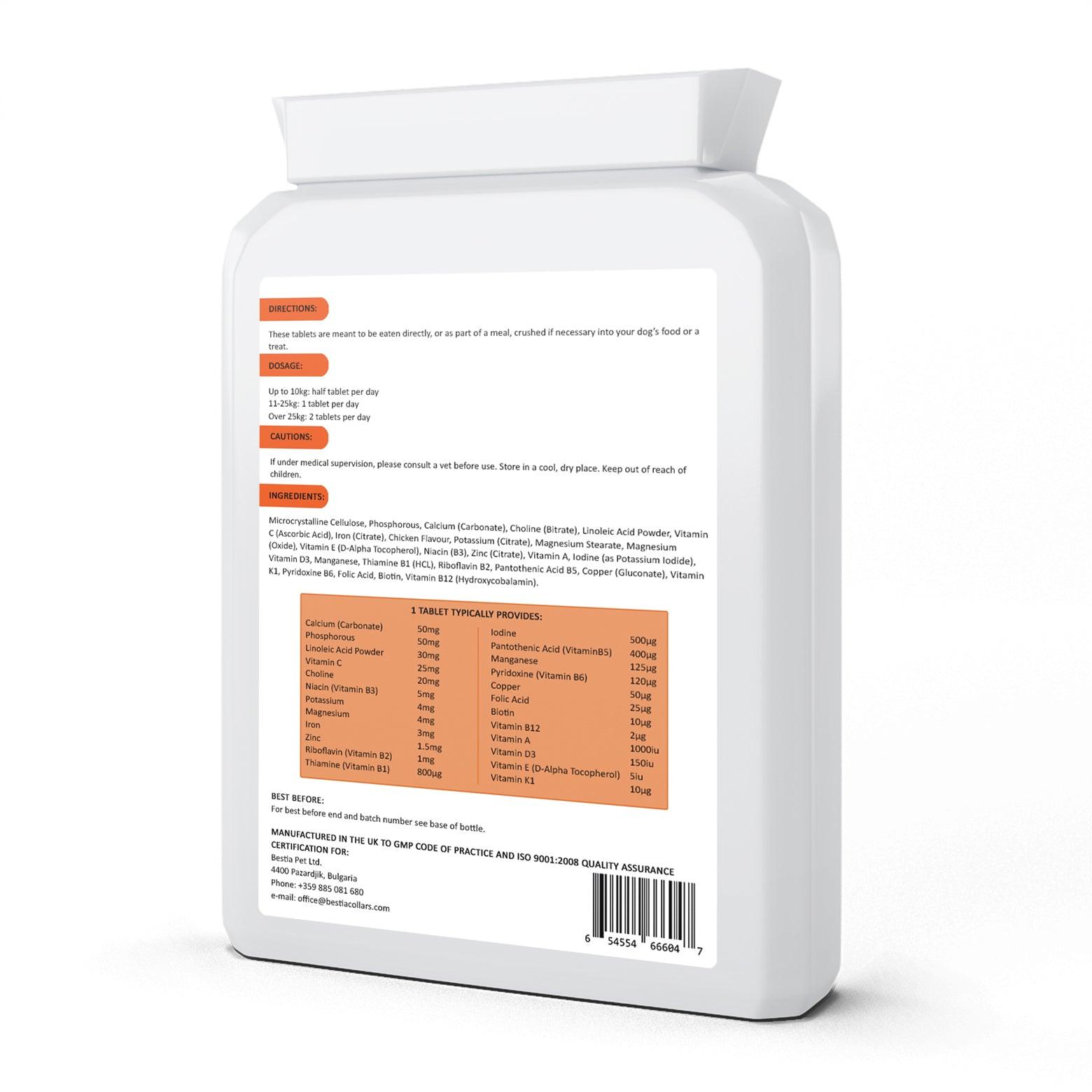 Multivitamine pentru câini Bestia Dog Sport VitaMAX – tablete masticabile cu pui