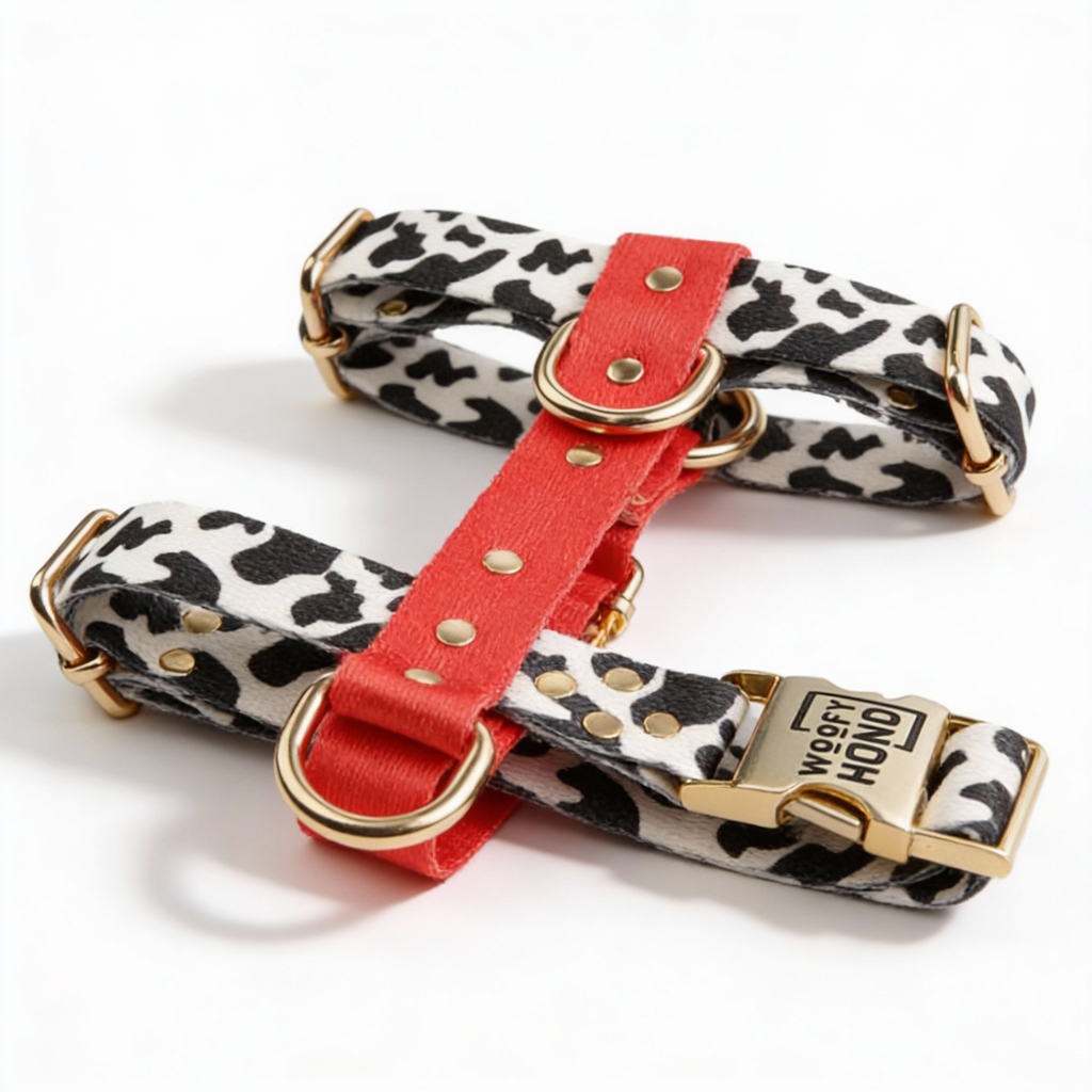 Ham pentru câini Rouge – poliester premium, accesorii aurii, mărimi XS-L