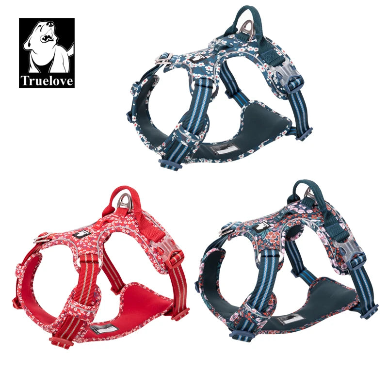 Ham Floral Truelove TLH5655 – Bumbac Respirabil, Reflectorizant, No-Pull, Caini si Pisici Mici/Medii