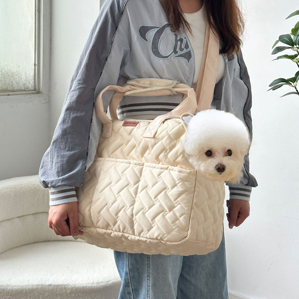 Geantă crossbody pentru pisici și câini mici – pânză ușoară cu broderie