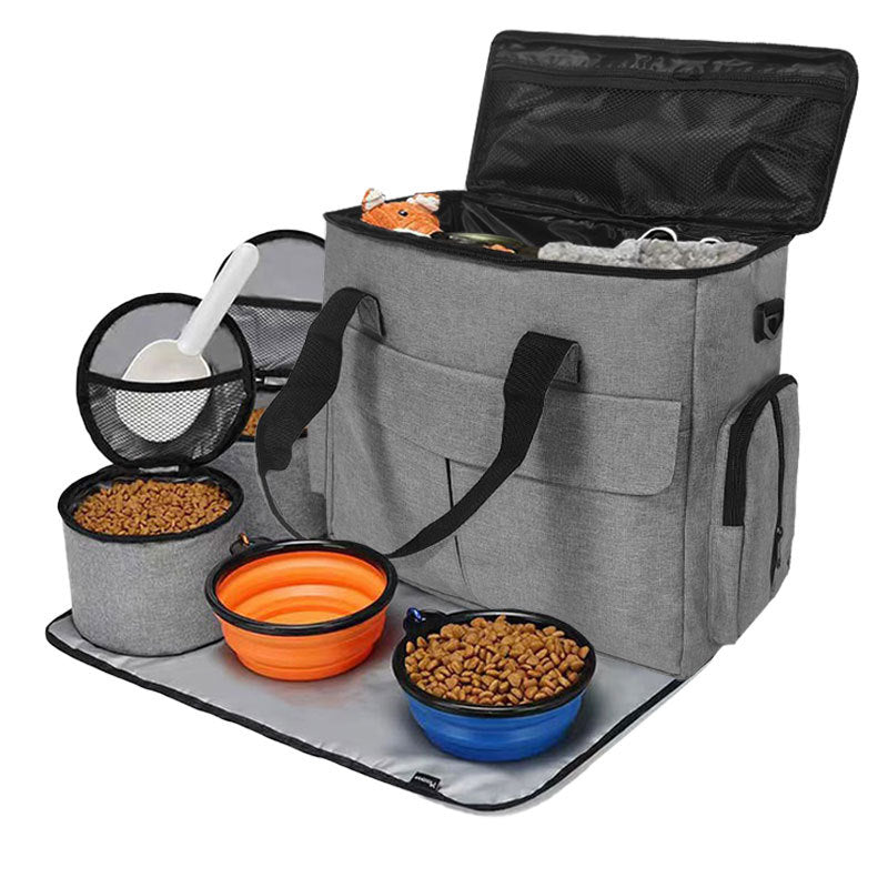 Rucsac pentru mâncare câini și pisici – Oxford pliabil, set complet 6 piese