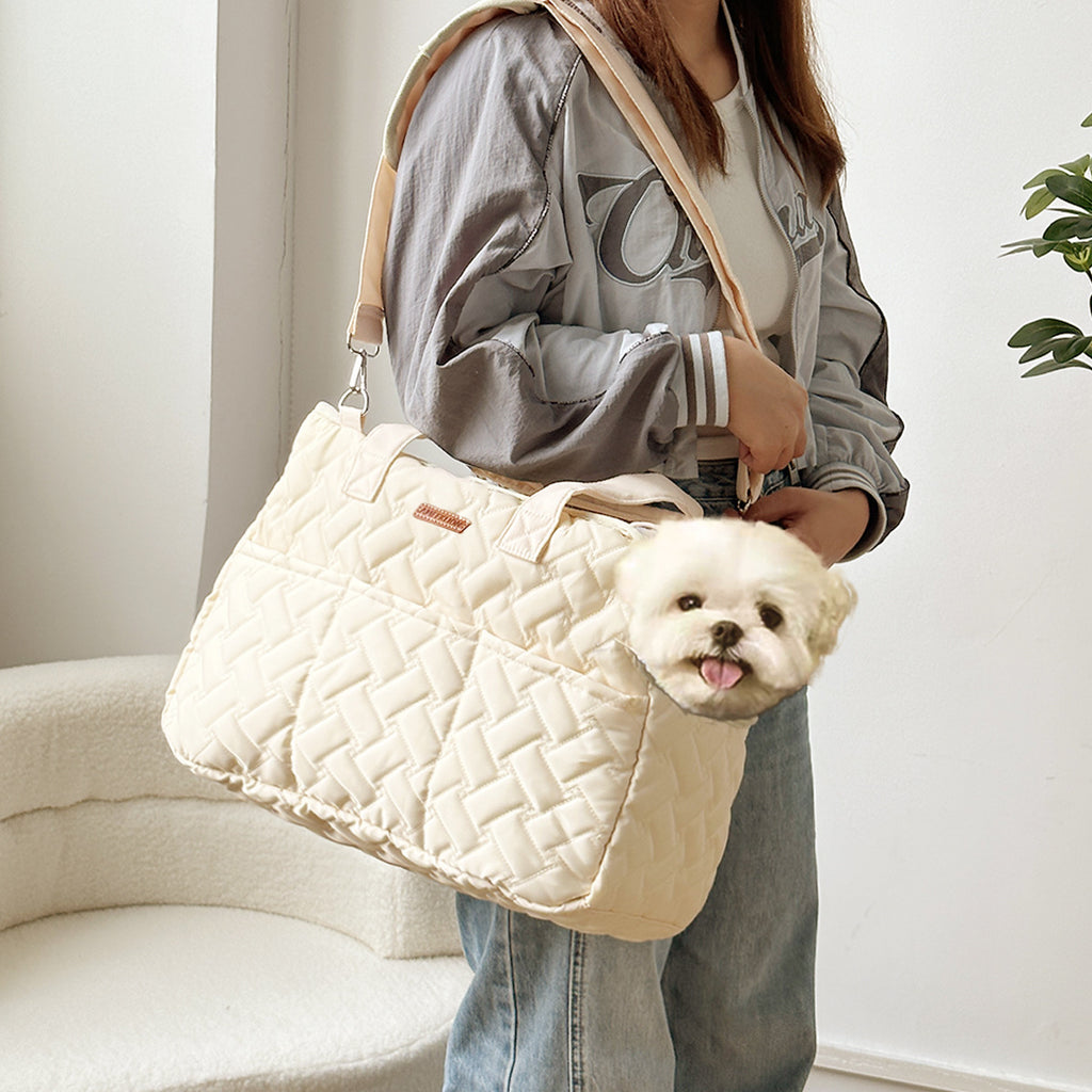 Geantă crossbody pentru pisici și câini mici – pânză ușoară cu broderie