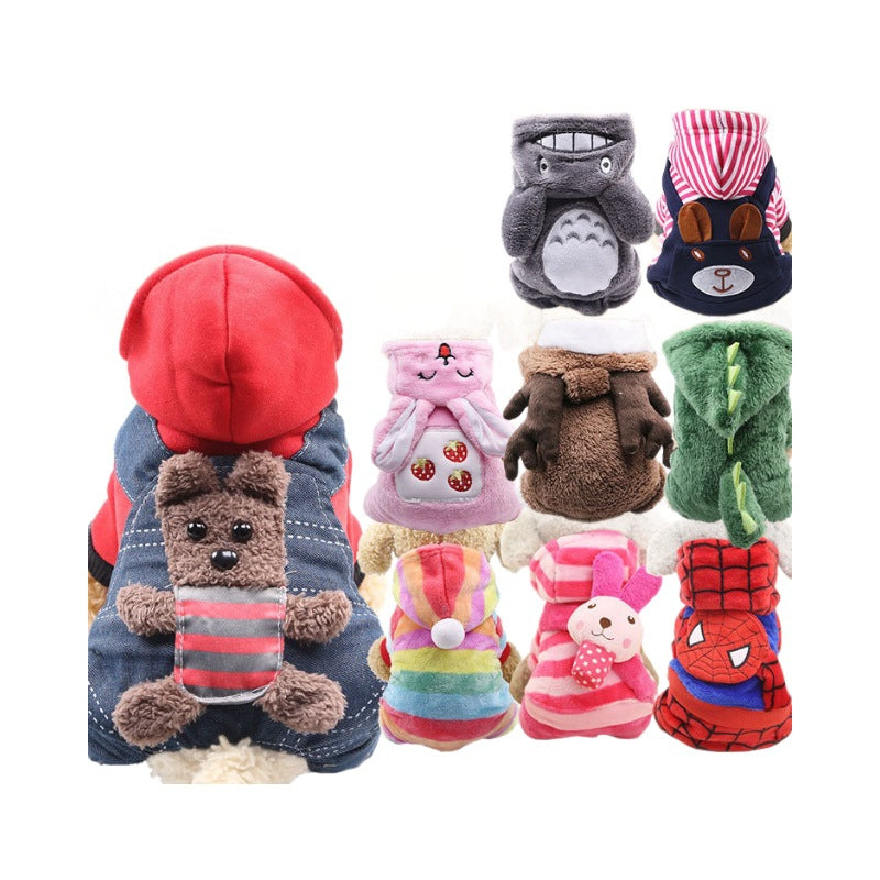 Hăinuță costum pentru pisici și câini – dinozaur, broască, urs, toamnă-iarnă