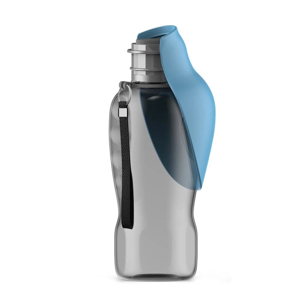 Sticlă portabilă de apă 800ml pentru câini – bol integrat, ideal pentru plimbări