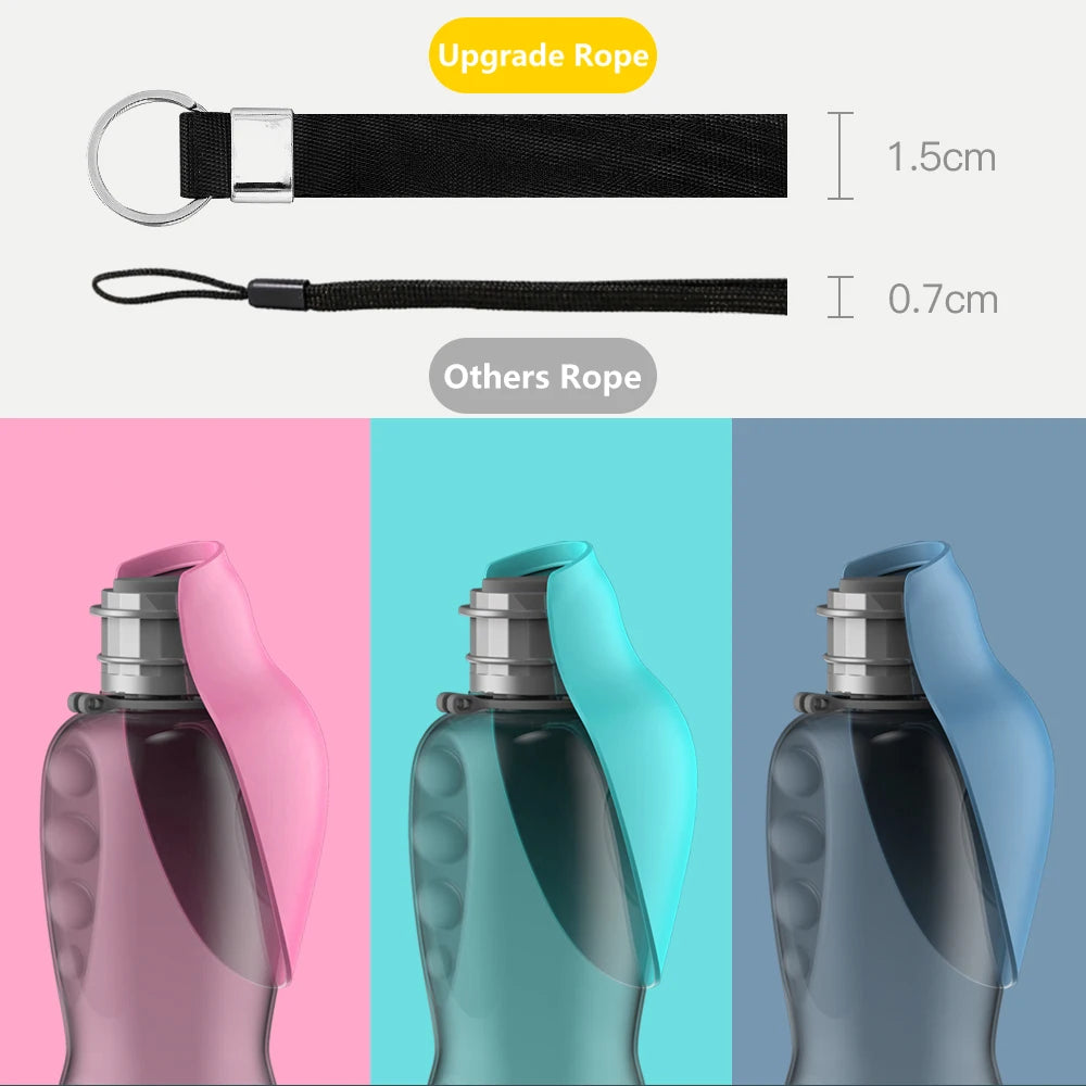Sticlă portabilă de apă 800ml pentru câini – bol integrat, ideal pentru plimbări