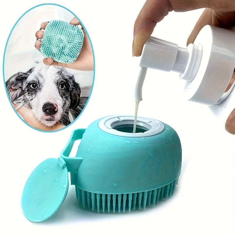 Perie Dus Silicon cu Rezervor Sampon Integrat – Autocuratare, Detangling, Caini si Pisici
