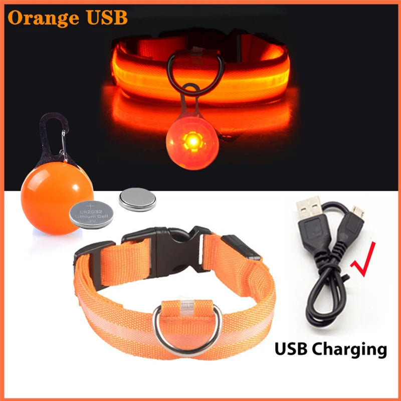 Zgarda luminoasa LED USB reincarcabila caini pisici siguranta noapte COOYOMOO