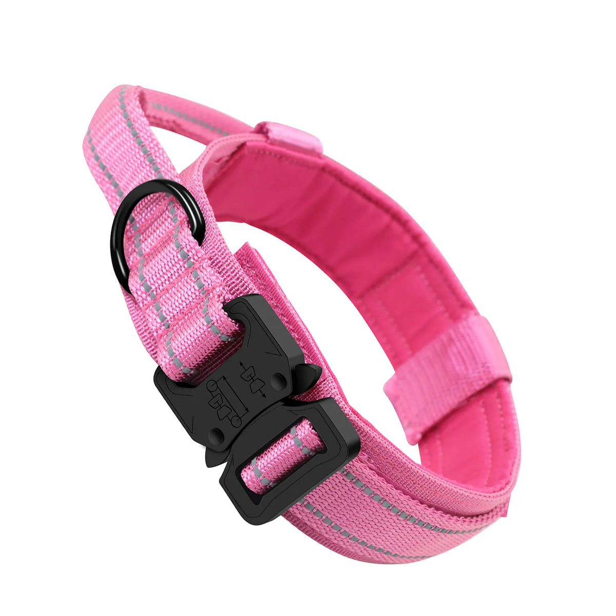Zgarda tactica nylon reflectorizanta cu maner control caini medii mari