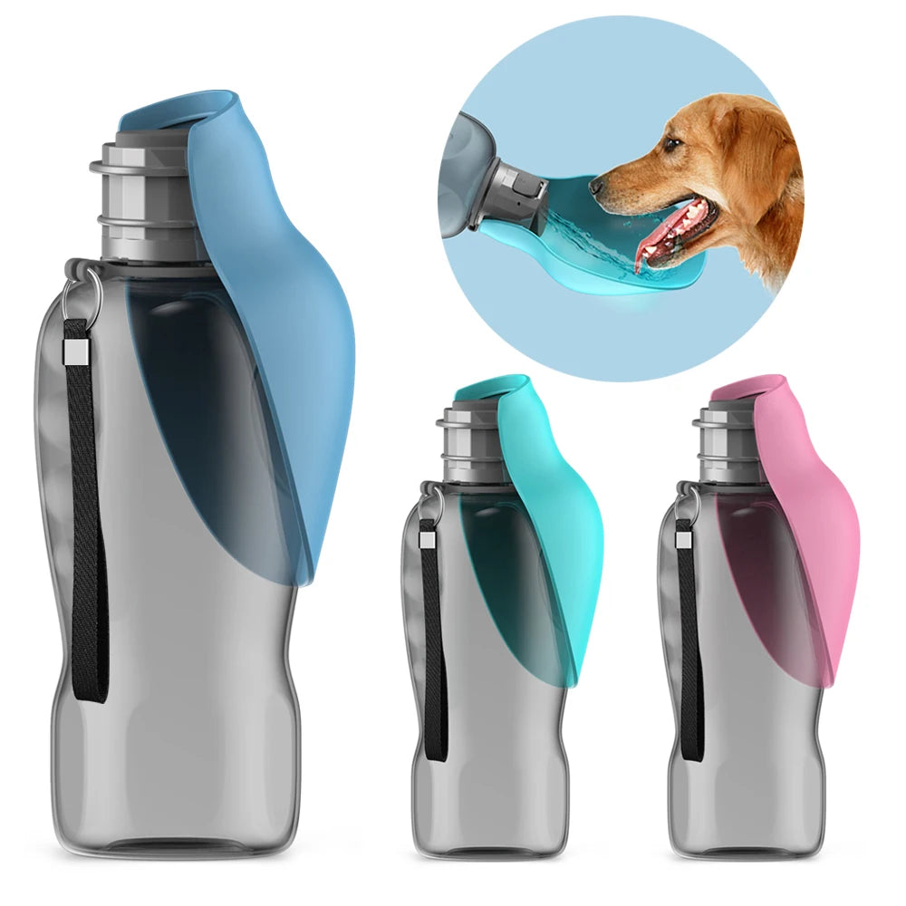 Sticlă portabilă de apă 800ml pentru câini – bol integrat, ideal pentru plimbări