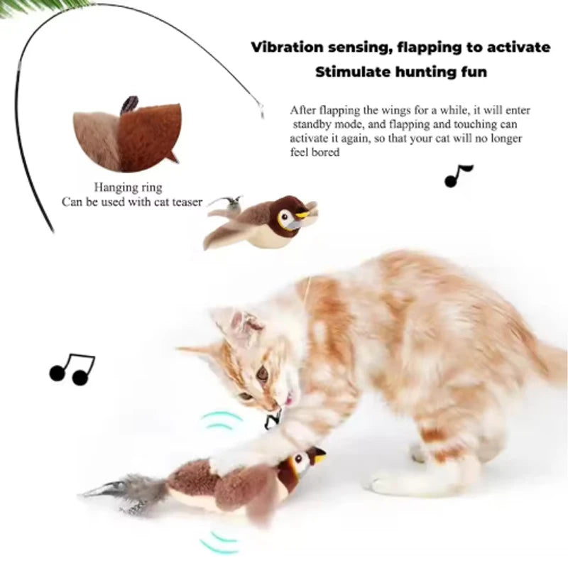 Jucarie Pasare Interactiva cu Catnip pentru Pisici - Reincarcabila