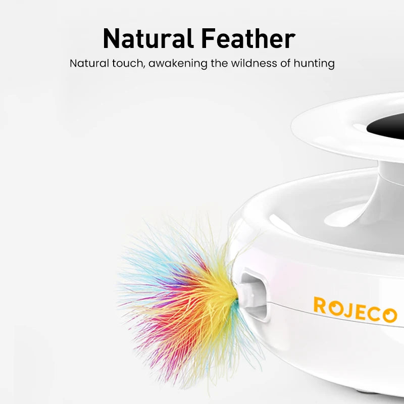 ROJECO Jucarie Smart 2 in 1 cu Pene si Minge pentru Pisici
