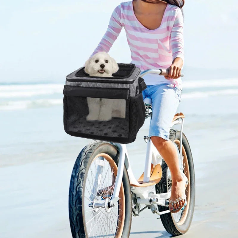 Cos Bicicleta Transport Pisici si Caini - Rucsac Extensibil cu 4 Usi, Pliabil, Poliester