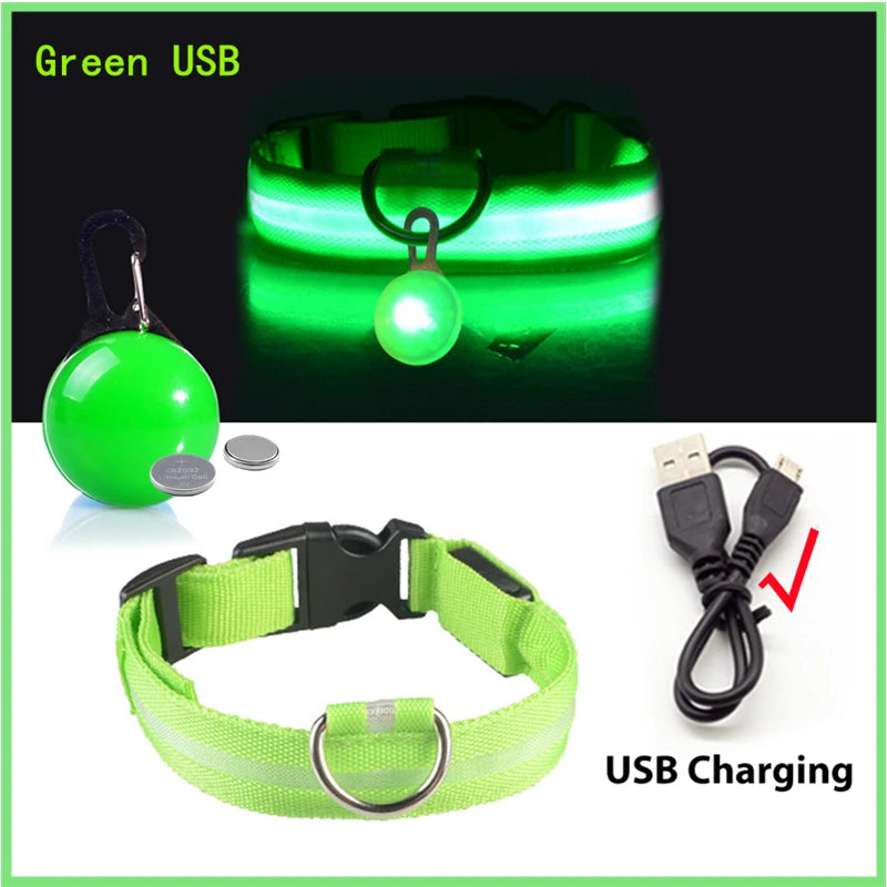 Zgarda luminoasa LED USB reincarcabila caini pisici siguranta noapte COOYOMOO