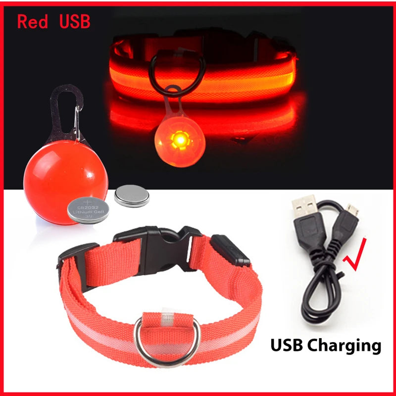 Zgarda luminoasa LED USB reincarcabila caini pisici siguranta noapte COOYOMOO