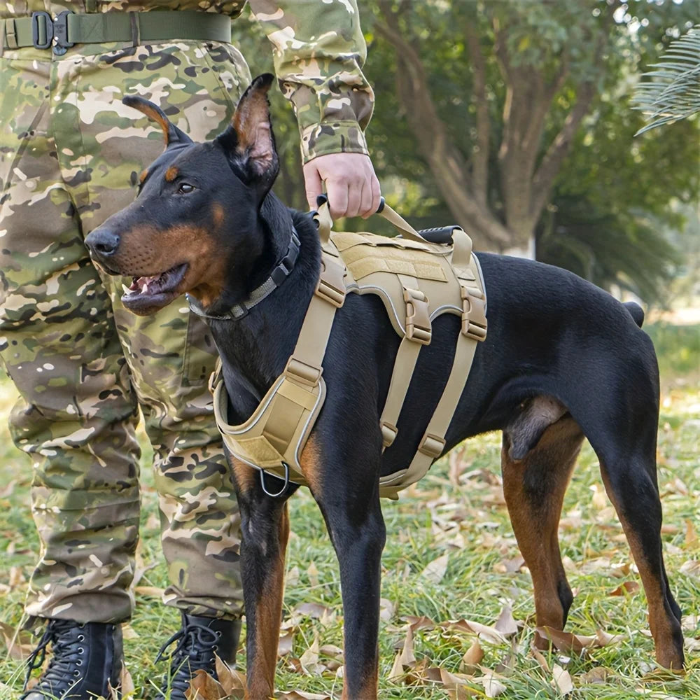Ham tactic No Pull pentru câini – reflectorizant, cu mâner și 4 patch-uri