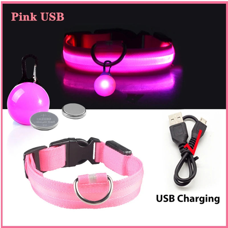 Zgarda luminoasa LED USB reincarcabila caini pisici siguranta noapte COOYOMOO