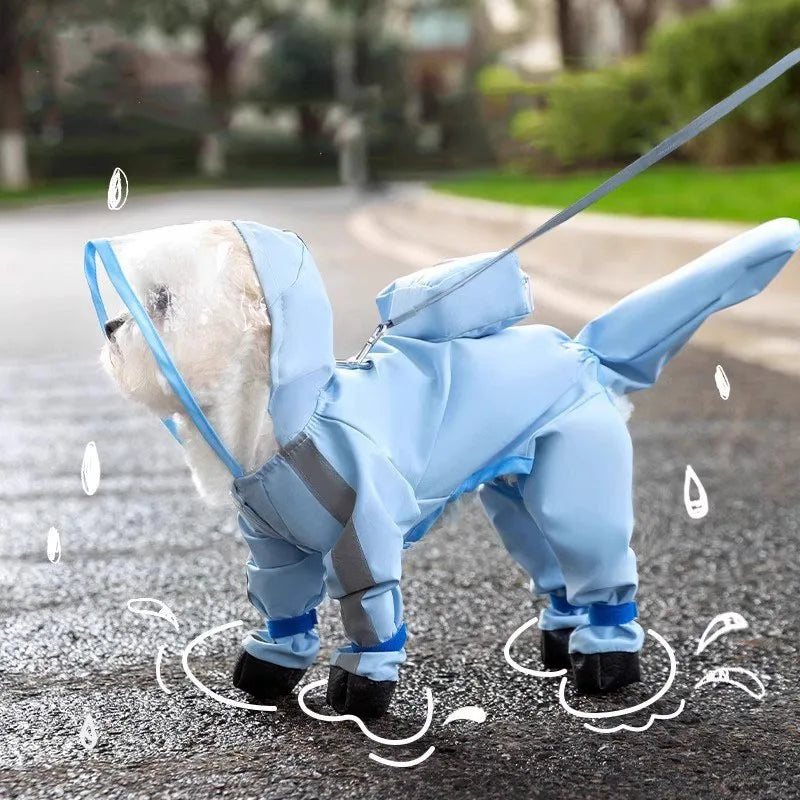 Pelerina Ploaie Dinozaur pentru Caini Mari – Impermeabila, 4 Picioare, cu Coada 3D