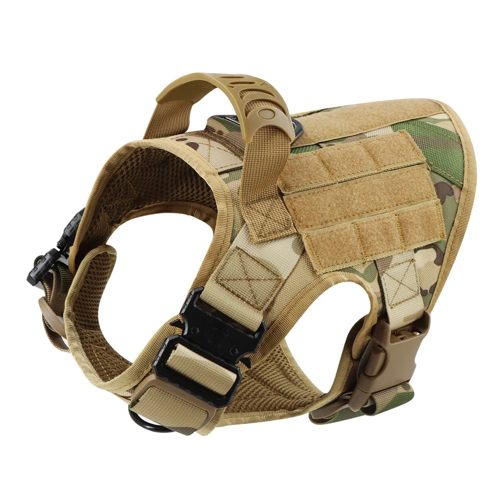 Ham Tactic Militar pentru Câini Mari – Vestă cu Panouri MOLLE, Zgardă și Buzunare, Ciobănesc German