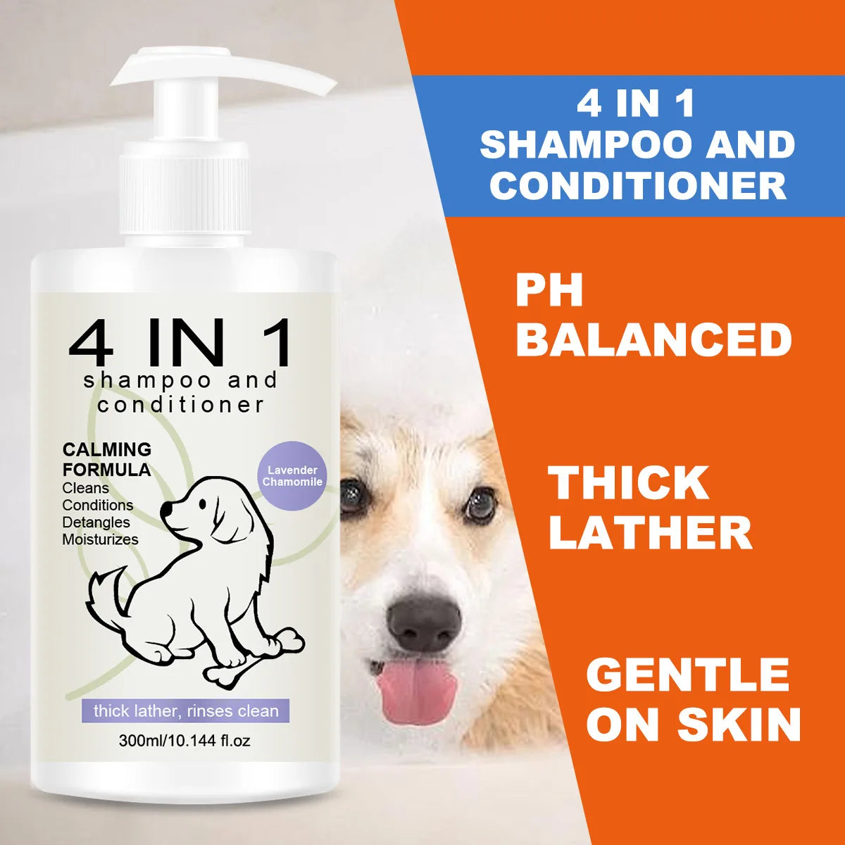 Sampon 4in1 Caini si Pisici 300ml – Curatare, Conditionare, Parfum si Anti-Cadere Par