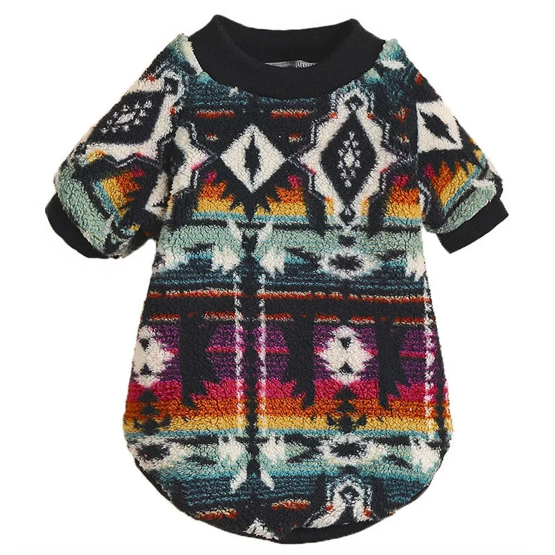Pulover cu glugă pentru câini mici – model totem, călduros, 4 culori