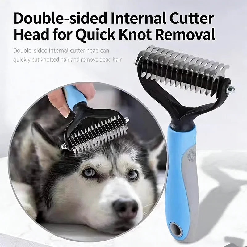 Pieptăn profesional dublu pentru câini și pisici – reduce căderea părului