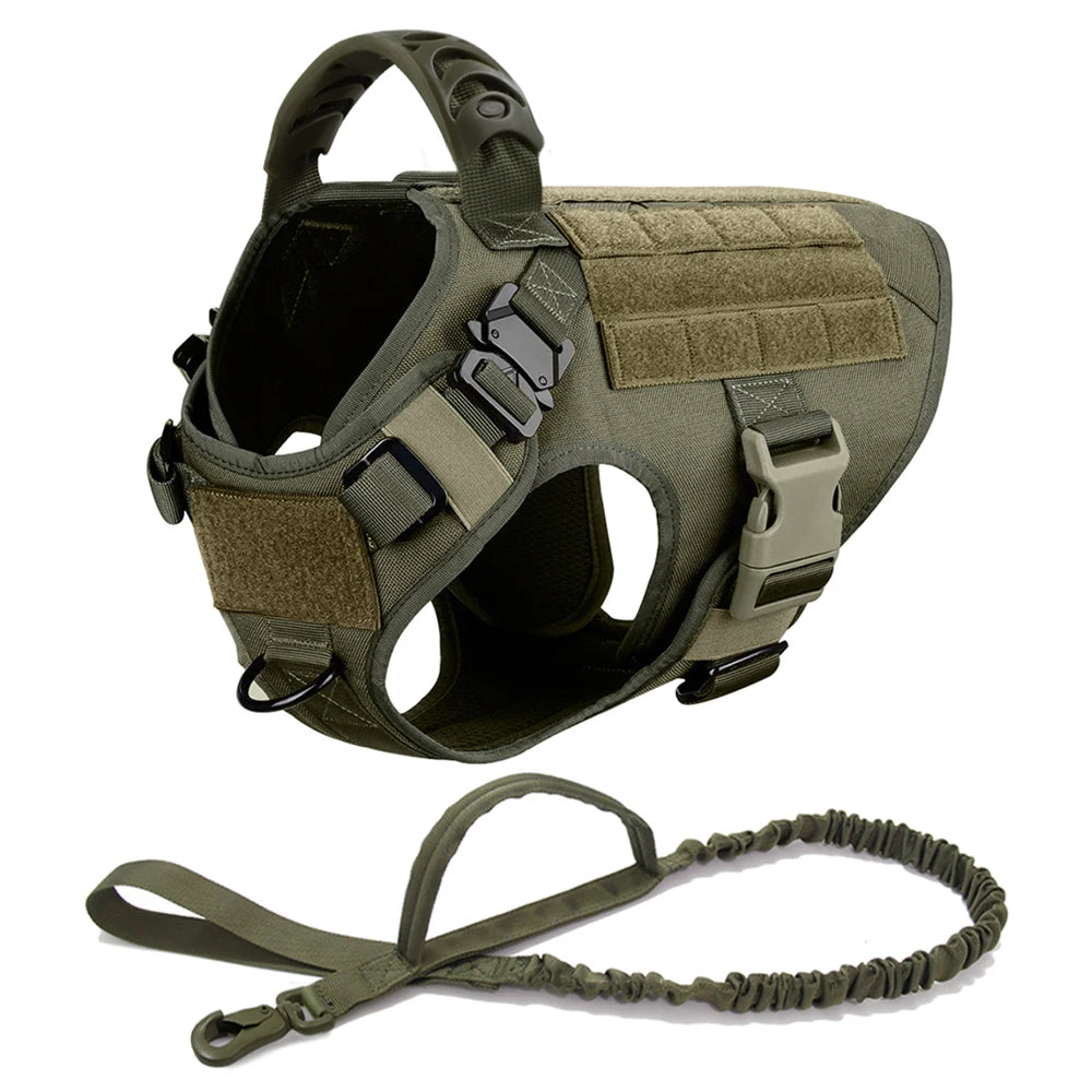 Ham Tactic Militar pentru Câini Mari – Vestă cu Panouri MOLLE, Zgardă și Buzunare, Ciobănesc German