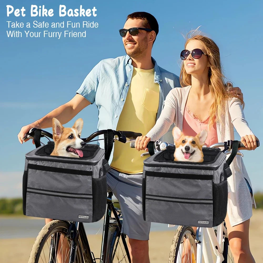 Cos Bicicleta Transport Pisici si Caini - Rucsac Extensibil cu 4 Usi, Pliabil, Poliester