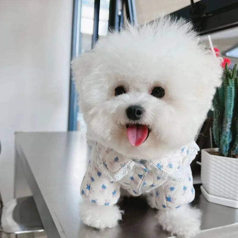 Salopetă florală de iarnă pentru câini și pisici – pijama călduroasă, 4 labe