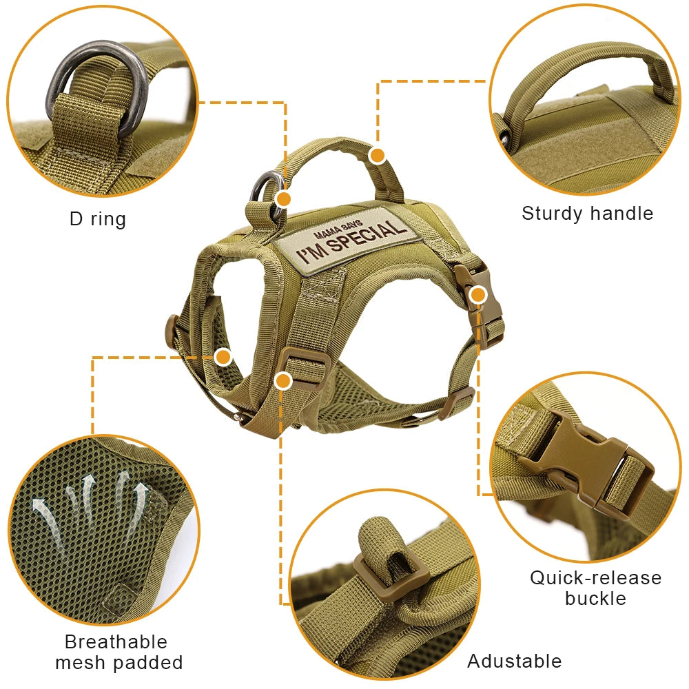 Ham Tactic Nylon Pisici si Catei Mici – cu Maner, 2 Stickere, Rezistent la Apa, Antrenament