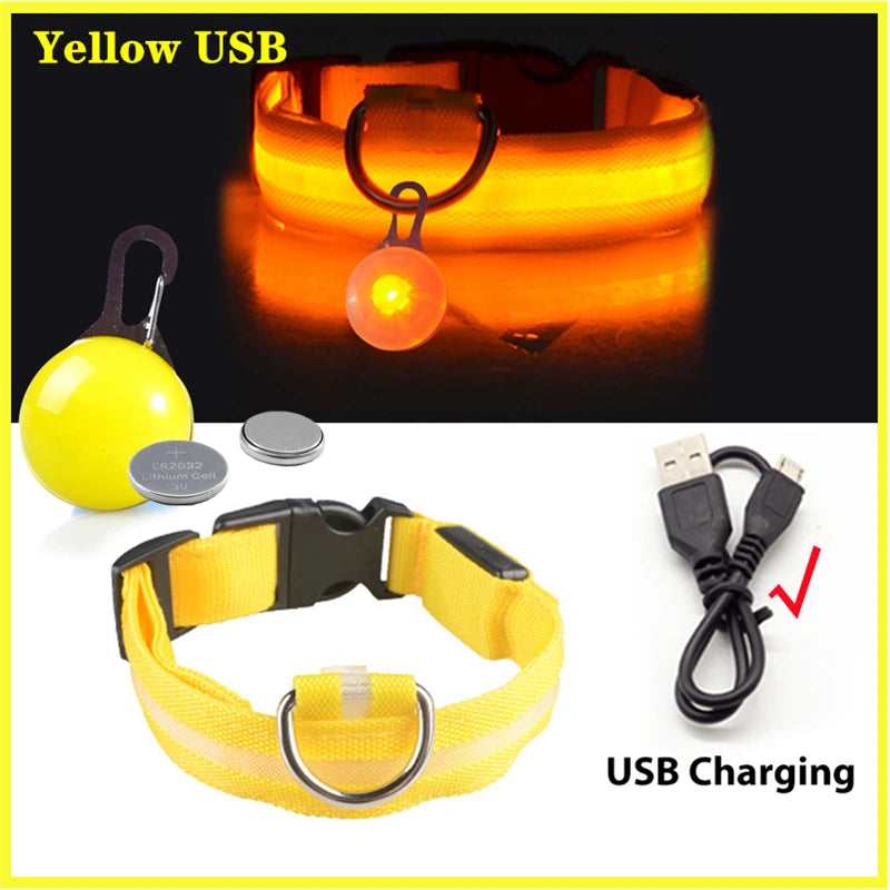 Zgarda luminoasa LED USB reincarcabila caini pisici siguranta noapte COOYOMOO