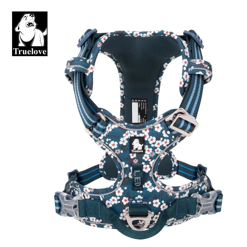 Ham Floral Truelove TLH5655 – Bumbac Respirabil, Reflectorizant, No-Pull, Caini si Pisici Mici/Medii