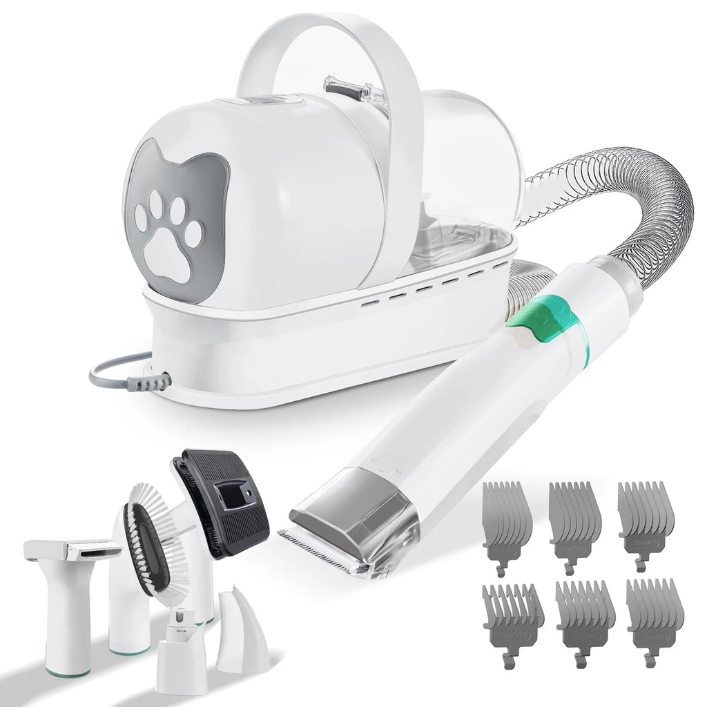 Set 7-în-1 aspirator și uscător păr pentru câini – 400W, colector păr