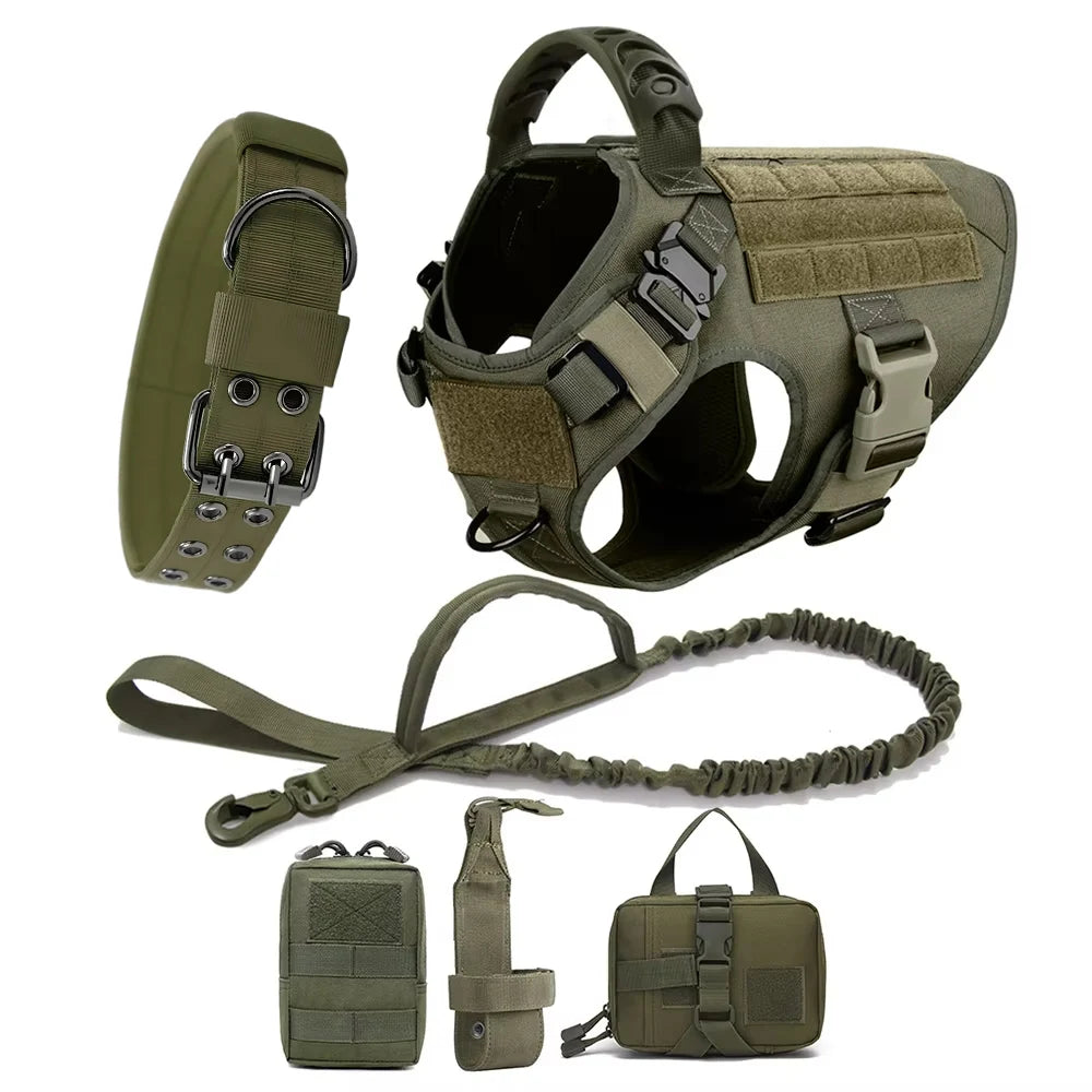 Ham Tactic Militar pentru Câini Mari – Vestă cu Panouri MOLLE, Zgardă și Buzunare, Ciobănesc German
