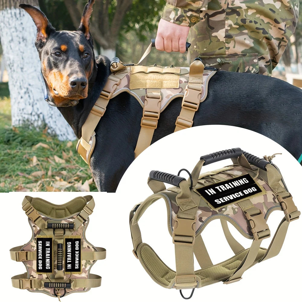 Ham tactic No Pull pentru câini – reflectorizant, cu mâner și 4 patch-uri