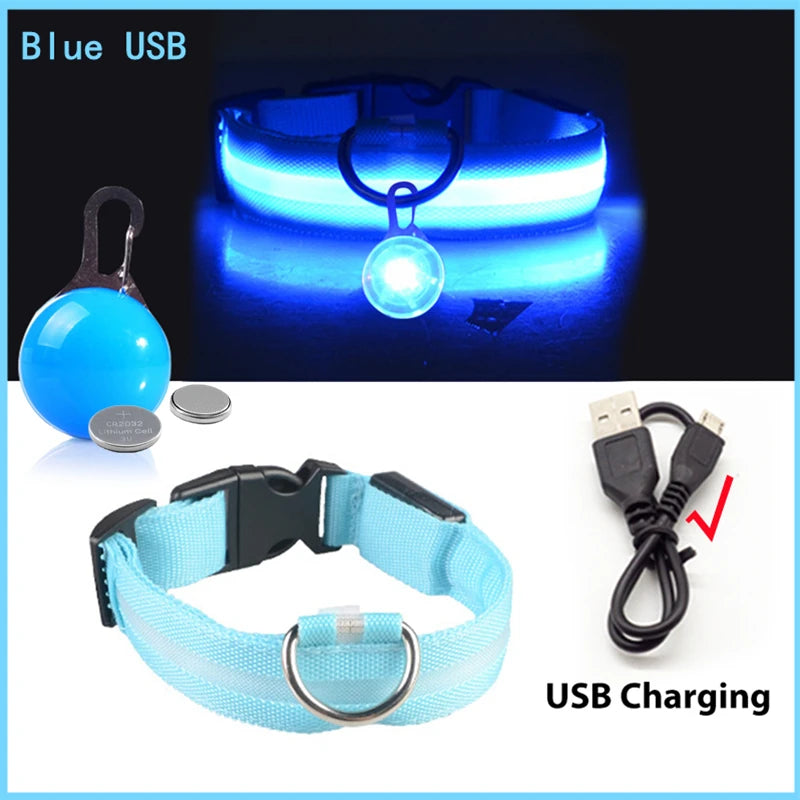 Zgarda luminoasa LED USB reincarcabila caini pisici siguranta noapte COOYOMOO