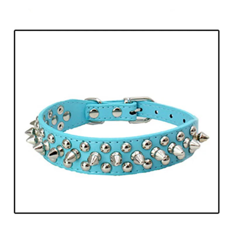 Zgardă din piele cu ținte metalice pentru câini – stil retro, rase mici-mari