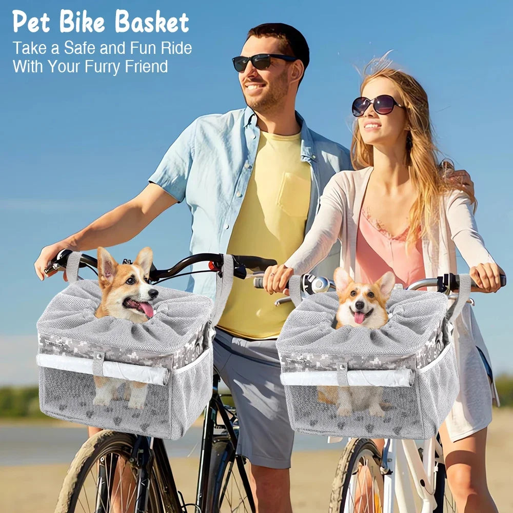 Cos Bicicleta Transport Pisici si Caini - Rucsac Extensibil cu 4 Usi, Pliabil, Poliester