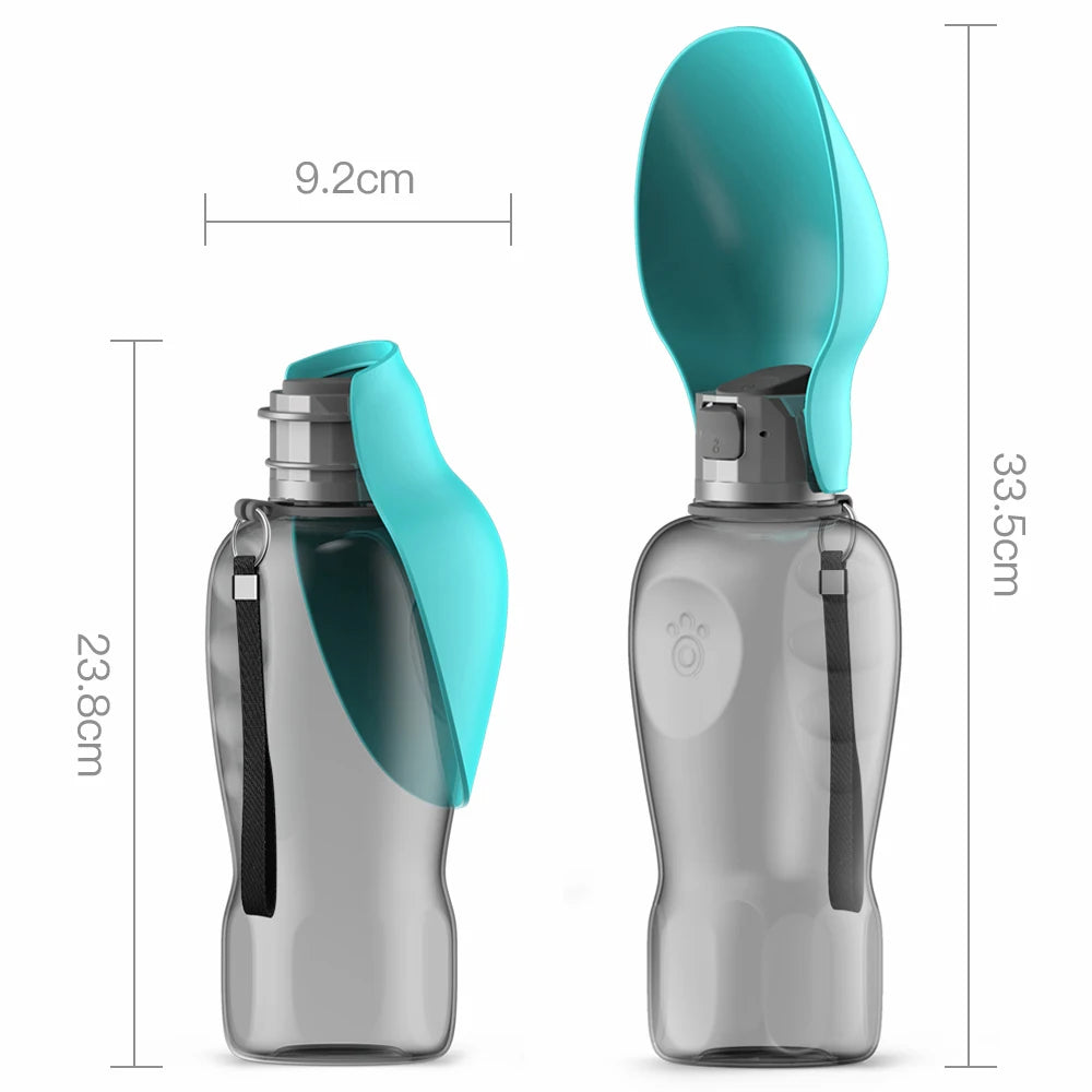 Sticlă portabilă de apă 800ml pentru câini – bol integrat, ideal pentru plimbări