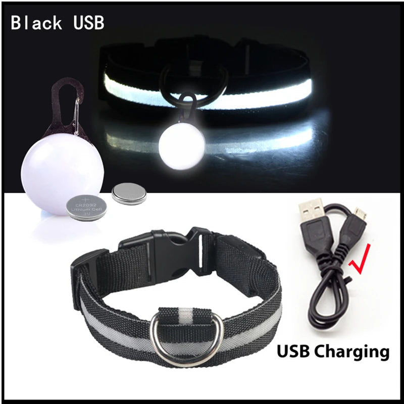 Zgarda luminoasa LED USB reincarcabila caini pisici siguranta noapte COOYOMOO