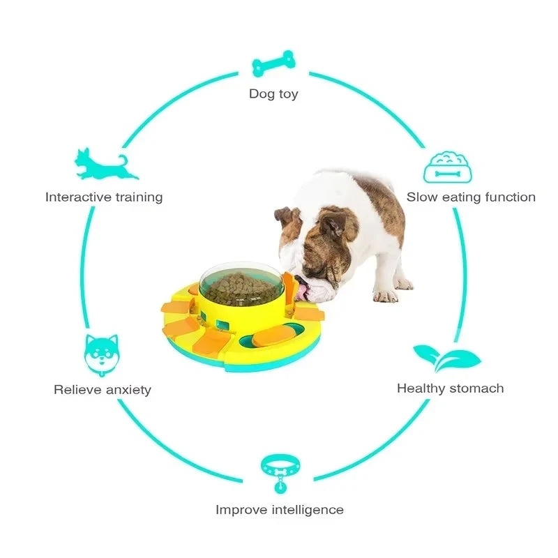 Bol slow feeder interactiv pentru câini – joc puzzle, antiderapant, plastic