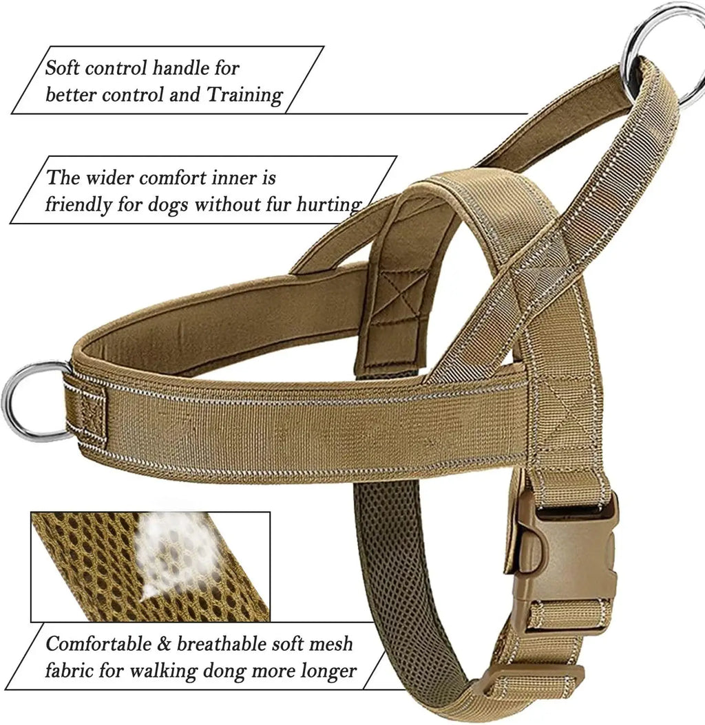 Ham Tactic Anti-Explozie Caini Mari – Vesta cu Maner, Golden Retriever, Nylon Rezistent