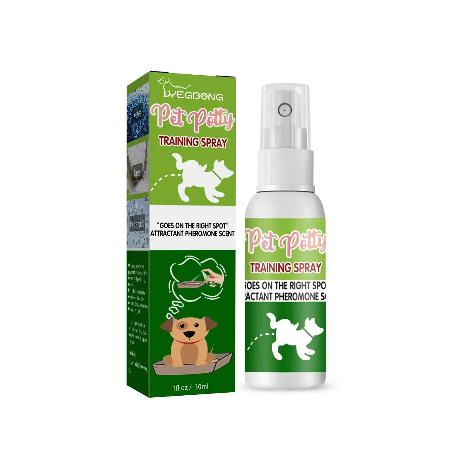 Spray inductor antrenament toaletă pentru câini și pisici – poziționare defecație