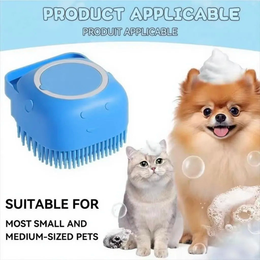 Perie Dus Silicon cu Rezervor Sampon Integrat – Autocuratare, Detangling, Caini si Pisici