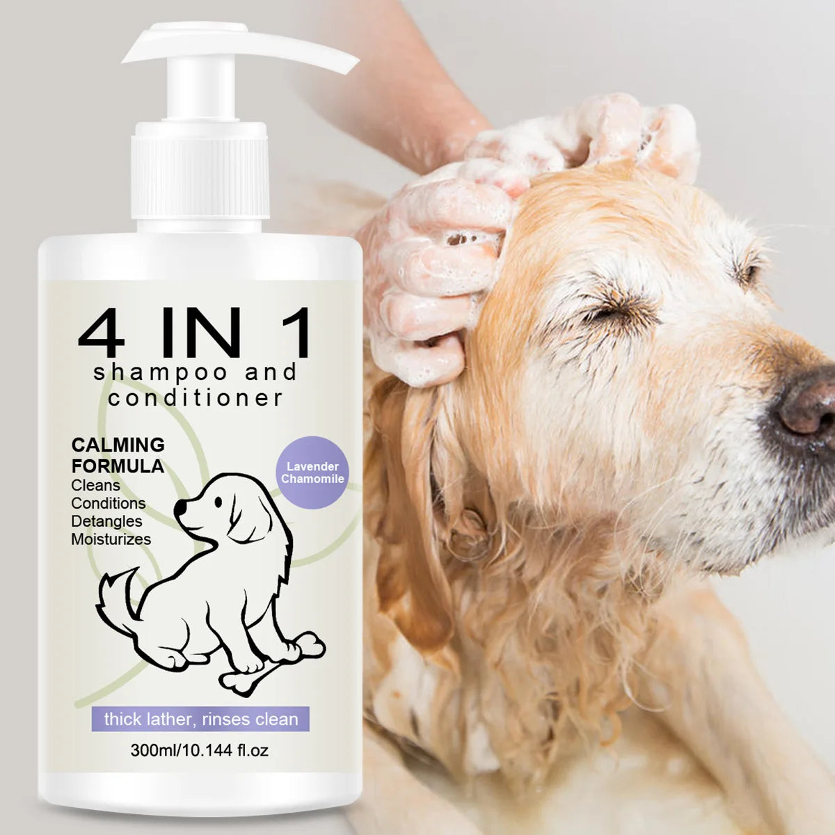 Sampon 4in1 Caini si Pisici 300ml – Curatare, Conditionare, Parfum si Anti-Cadere Par