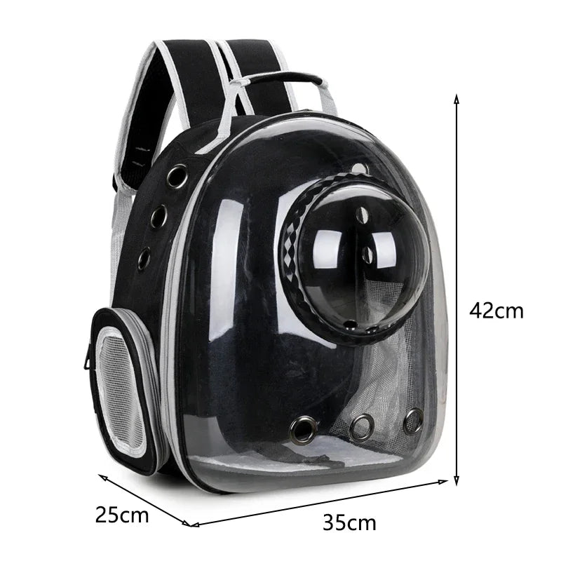Rucsac Capsulă Spațială pentru Pisici – Fereastră Panoramică, Respirabil, Oxford PVC, 40x16x34cm