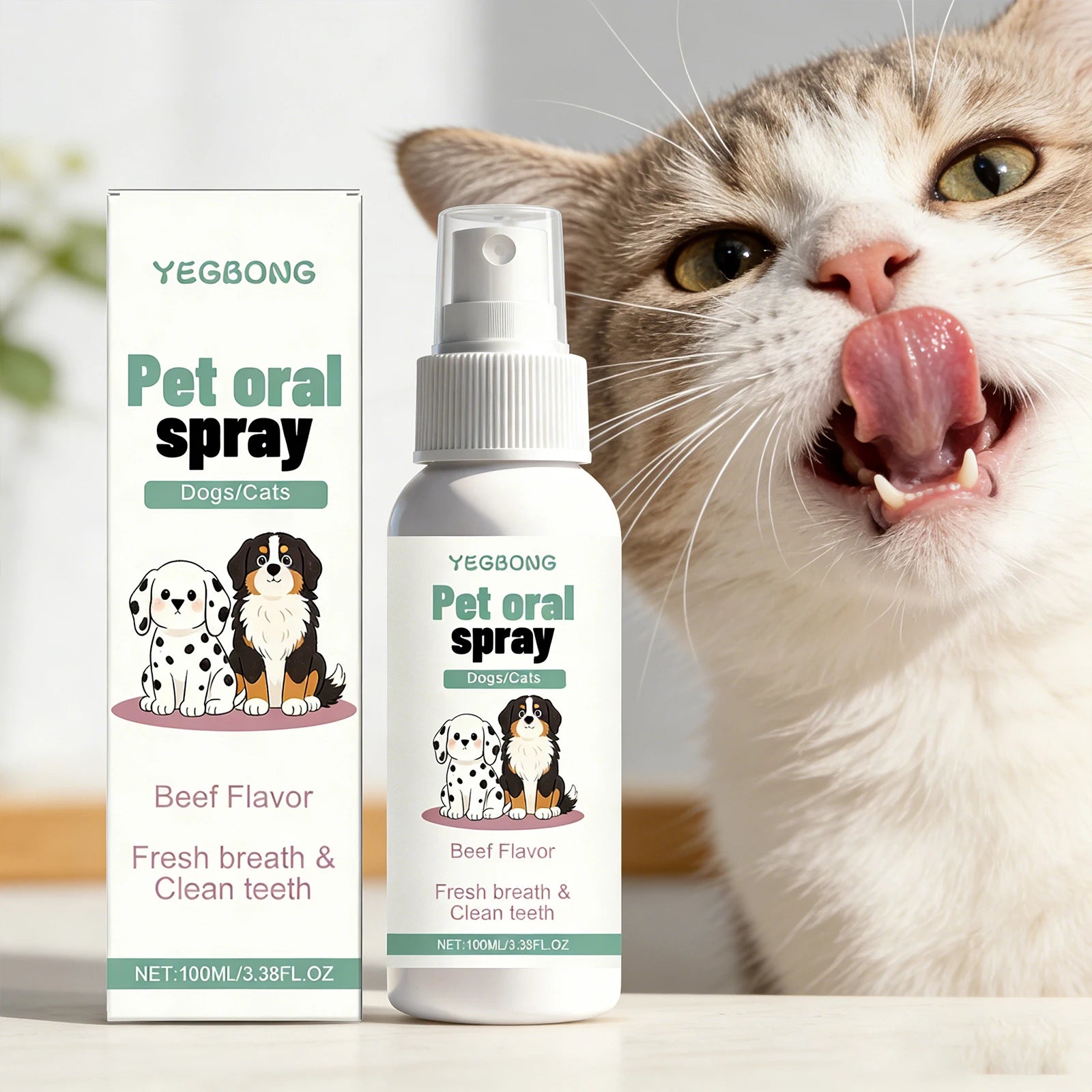 Spray oral pentru câini și pisici YEGBONG – 100ml, înlătură tartrul și mirosul