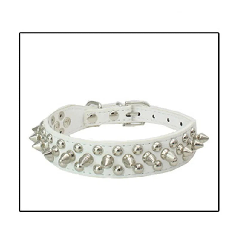 Zgardă din piele cu ținte metalice pentru câini – stil retro, rase mici-mari