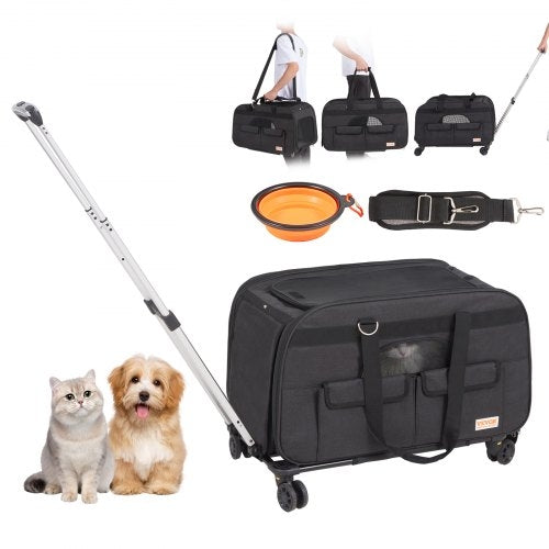 Geantă Transport Pisici cu Roți și Mâner Telescopic – Oxford 600D