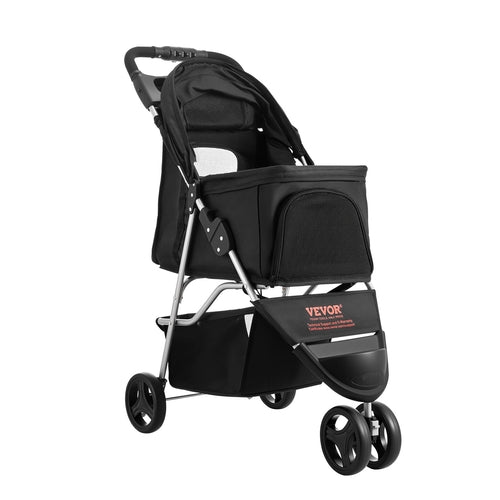 Cărucior pentru Câini și Pisici – Pliabil, Capacitate 16 kg, 3 Roți