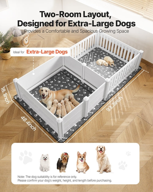 Țarc Whelping pentru Câini Mari – PVC Impermeabil, 237x123x46 cm